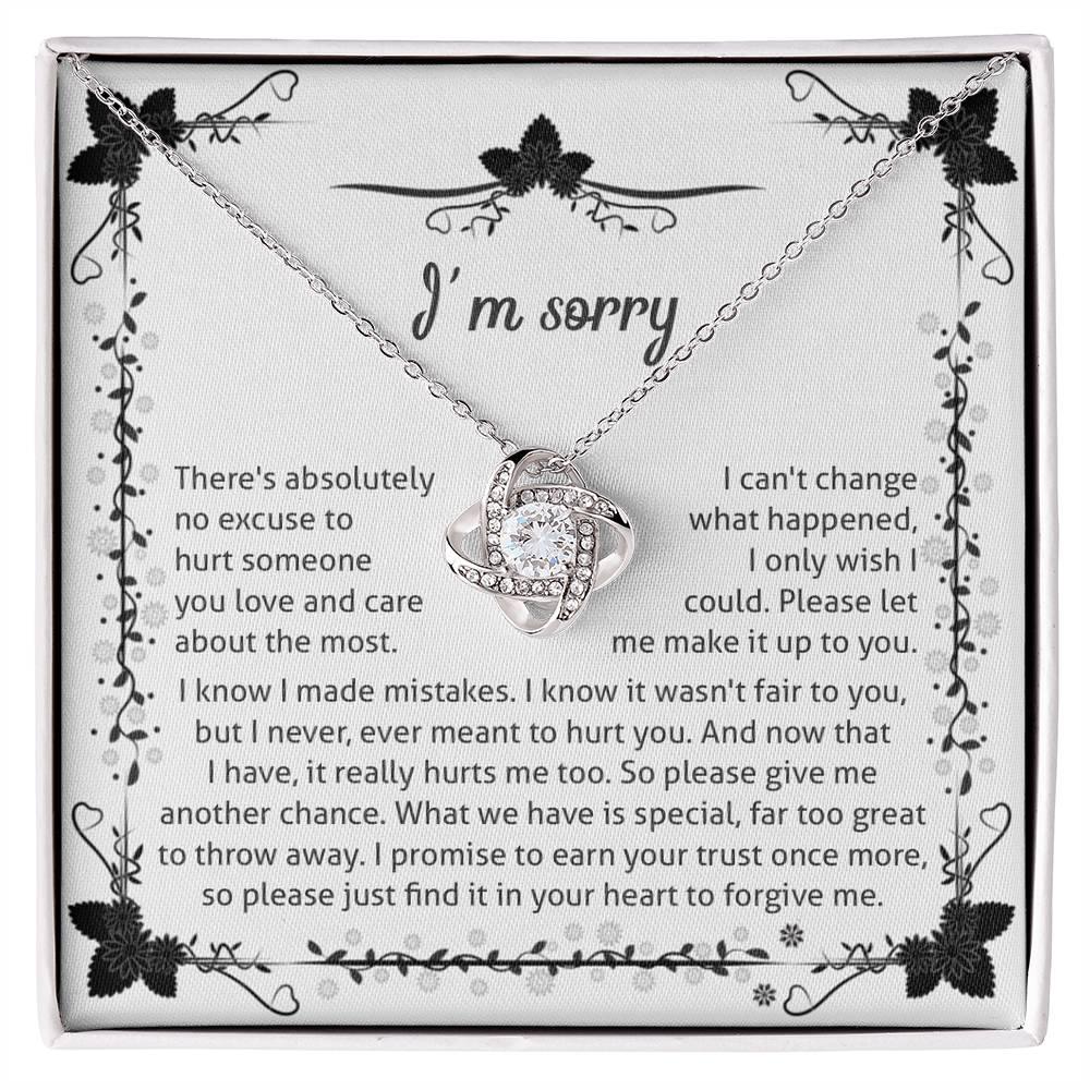 Apology - I'm Sorry, No Excuse, Another Chance - Love Knot Pendant Necklace