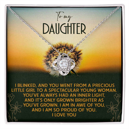 Daughter - Grown Brighter - Love Knot Pendant Necklace