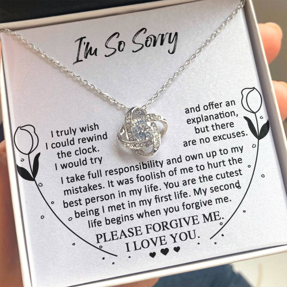 Apology Gift for Girlfriend, Wife, Soulmate - Sorry, My First Life - Love Knot Pendant Necklace