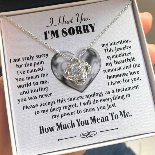 Apology Gift for Girlfriend, Wife, Soulmate - Sorry, Sincere Apology - Love Knot Pendant Necklace