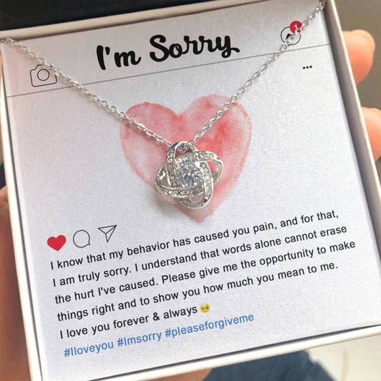 Apology Gift for Girlfriend, Wife, Soulmate - Sorry, Cannot Erase - Love Knot Pendant Necklace