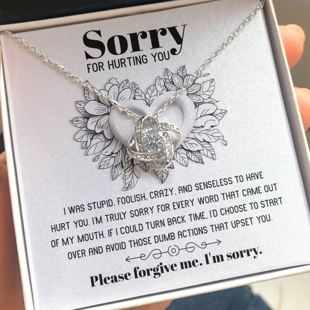 Apology Gift for Girlfriend, Wife, Soulmate-Sorry, Turn Back Time - Love Knot Pendant Necklace