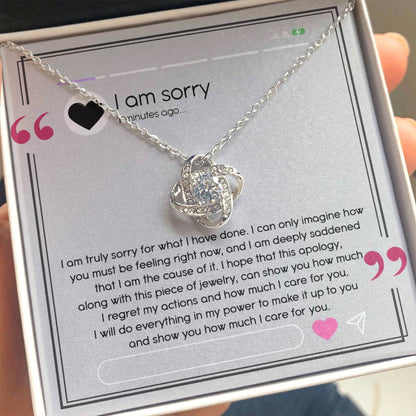 Gift for Girlfriend, Wife - Sorry, I Care For You - Love Knot Pendant Necklace