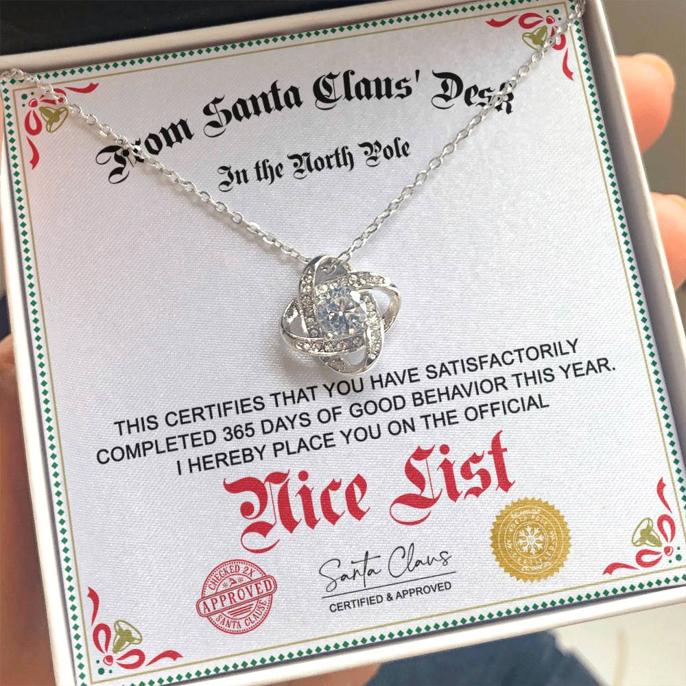 Nice List - North Pole - Love Knot Pendant Necklace