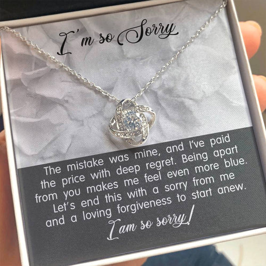 Apology Gift for Girlfriend, Wife, Soulmate - Sorry, With Deep Regret - Love Knot Pendant Necklace