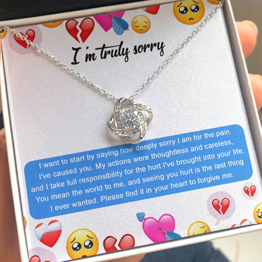 Apology Gift for Girlfriend, Wife, Soulmate - Sorry, How Deeply Sorry - Love Knot Pendant Necklace