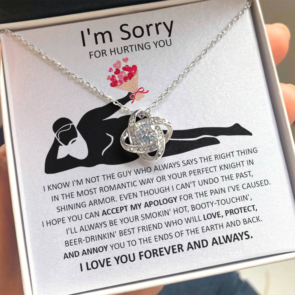 Apology Gift for Girlfriend, Wife, Soulmate - Sorry, The Most Romantic - Love Knot Pendant Necklace