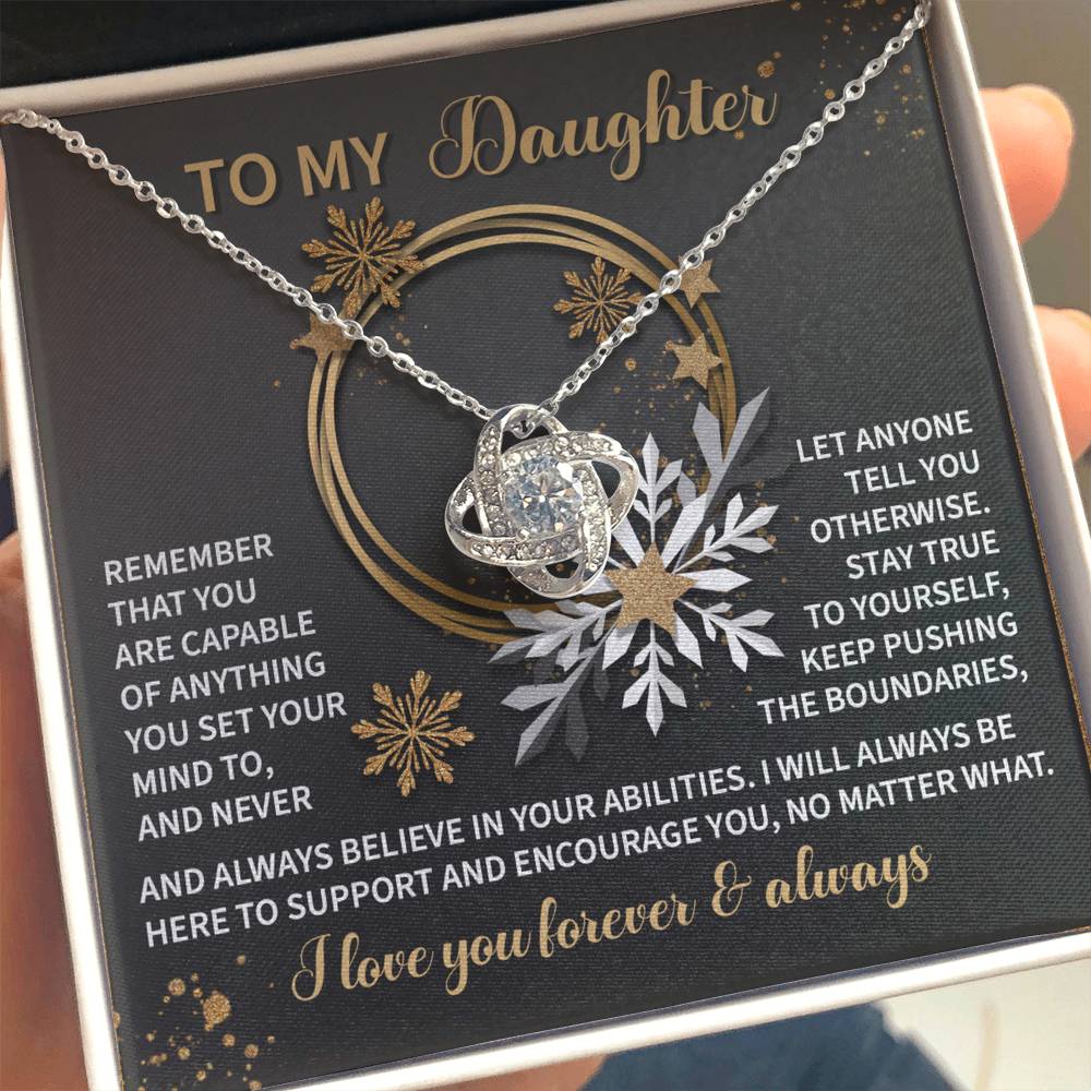 Gift for Daughter - Set Your Mind - Love Knot Pendant Necklace