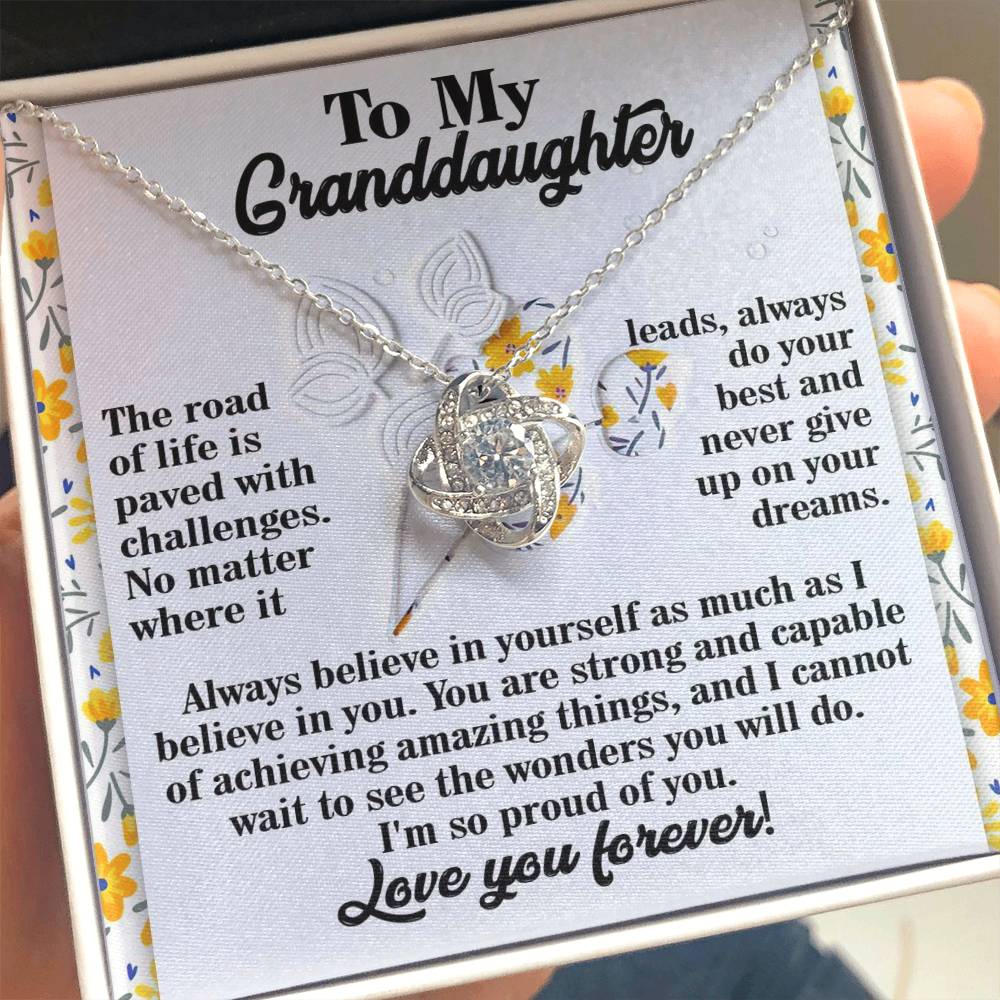 Gift for Granddaughter - On Your Dreams - Love Knot Pendant Necklace