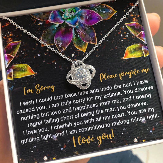 Apology Gift for Girlfriend, Wife, Soulmate - Sorry, All My Heart - Love Knot Pendant Necklace