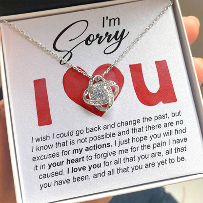 Gift for Girlfriend, Wife - Sorry, Change The Past - Love Knot Pendant Necklace