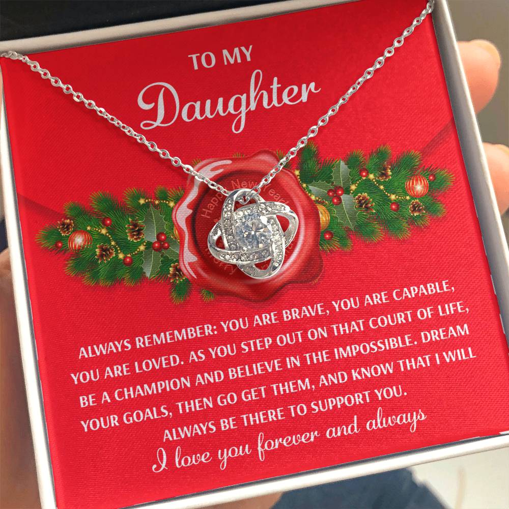 Gift for Daughter - Be A Champion - Love Knot Pendant Necklace