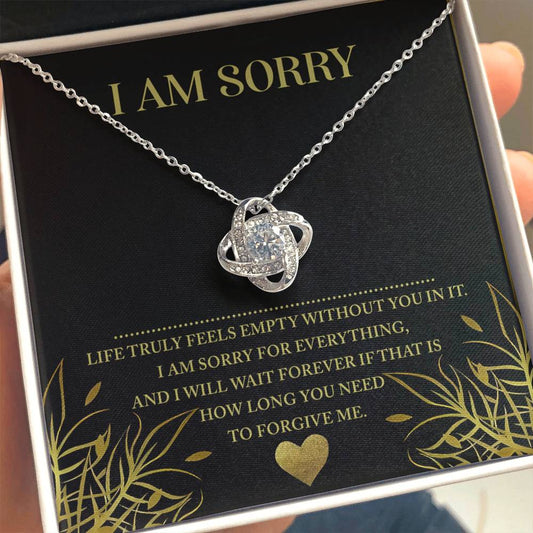 Apology Gift for Girlfriend, Wife, Soulmate - Sorry, Without You - Love Knot Pendant Necklace