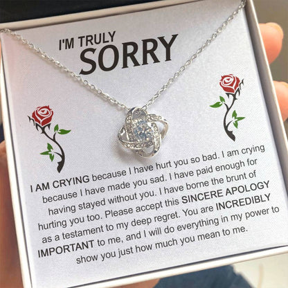 Apology Gift for Girlfriend, Wife, Soulmate - Sorry, Made You Sad - Love Knot Pendant Necklace