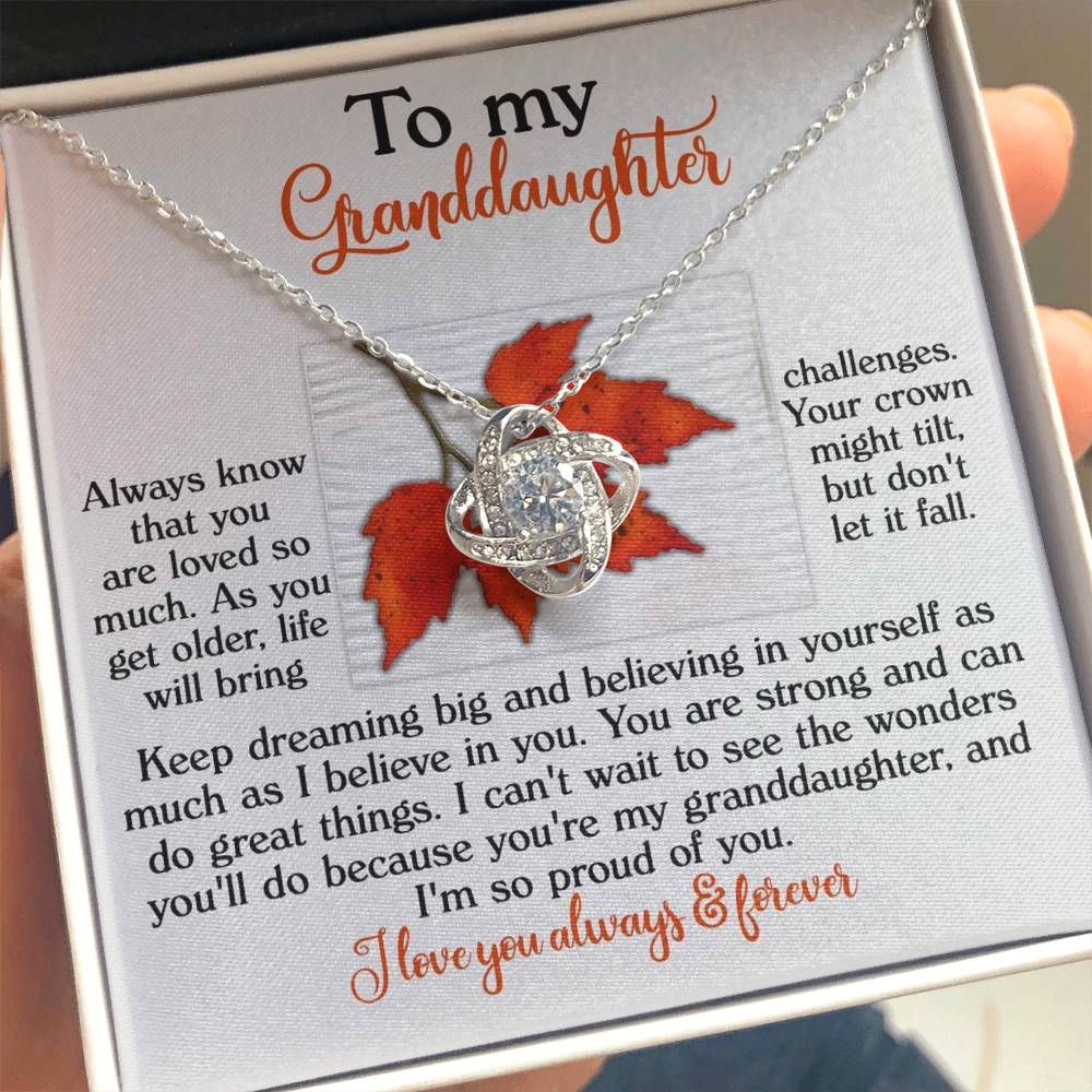 Gift for Granddaughter - Do Great Things - Love Knot Pendant Necklace