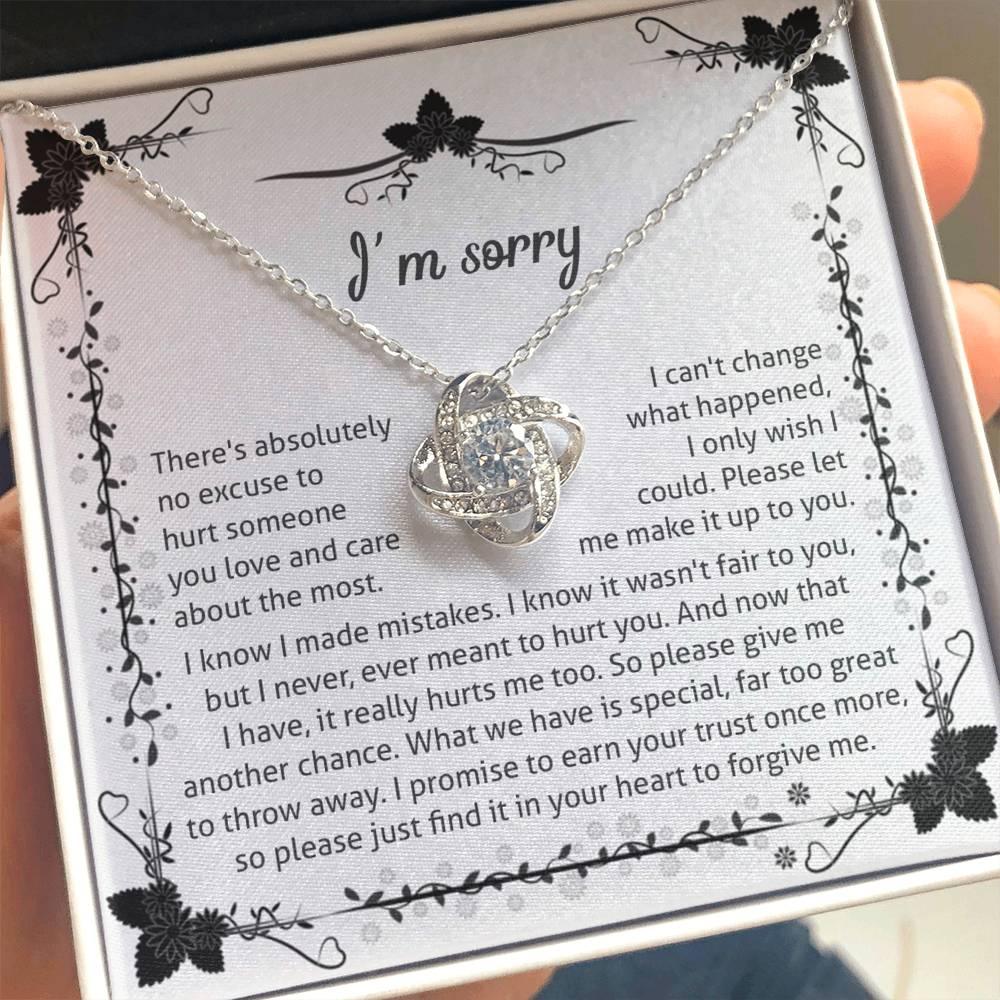 Apology - I'm Sorry, No Excuse, Another Chance - Love Knot Pendant Necklace