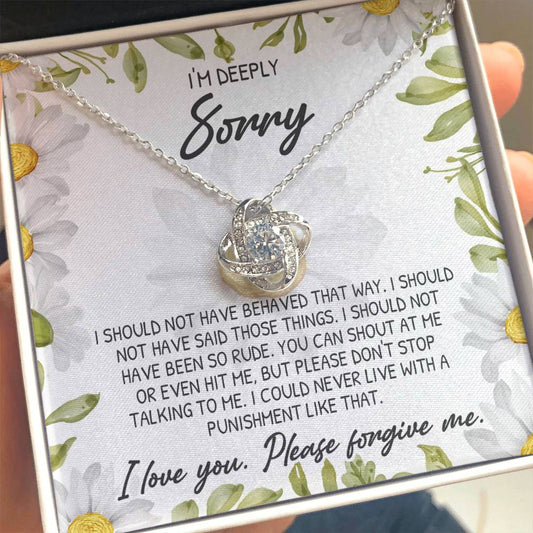 Apology Gift for Girlfriend, Wife, Soulmate-Sorry, Please Don't Stop Talking - Love Knot Pendant Necklace