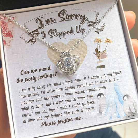 Apology Gift for Girlfriend, Wife, Soulmate - Sorry, Precious Soul - Love Knot Pendant Necklace