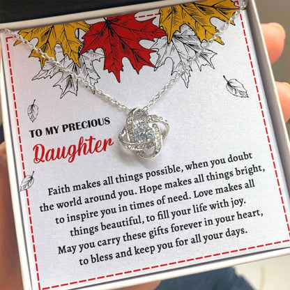 Daughter - Fill Your Life - Love Knot Pendant Necklace