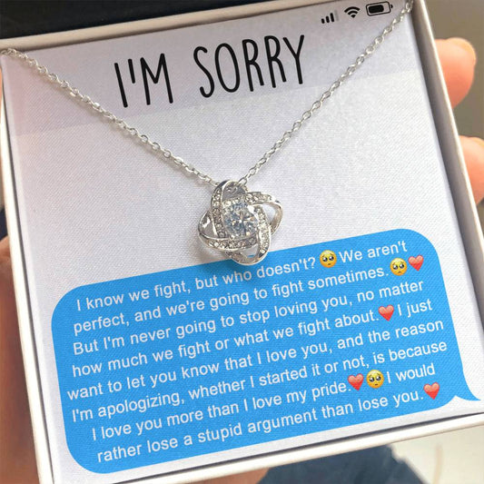 Apology Gift for Girlfriend, Wife, Soulmate - Sorry, Stupid Argument - Love Knot Pendant Necklace