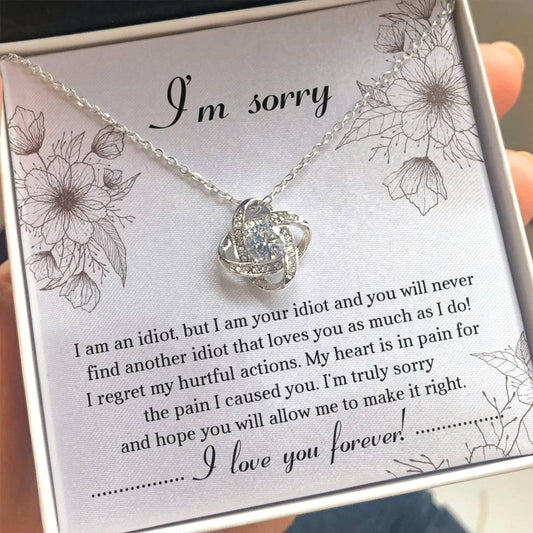 Apology Gift for Her - Sorry For The Pain I Caused You - Love Knot Pendant Necklace