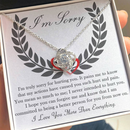 Apology Gift for Girlfriend, Wife, Soulmate - Sorry, From Now On - Love Knot Pendant Necklace