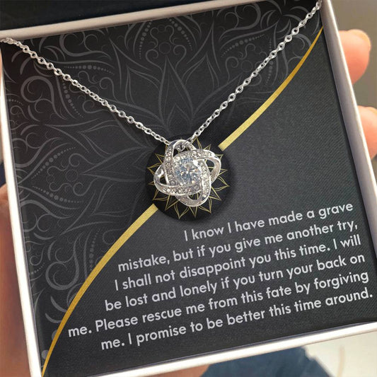 Apology Gift for Girlfriend, Wife, Soulmate-Sorry, Turn Your Back-Love Knot Pendant Necklace