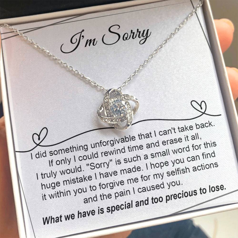 Gift for Girlfriend, Wife - Sorry, Breaking My Heart - Love Knot Pendant Necklace