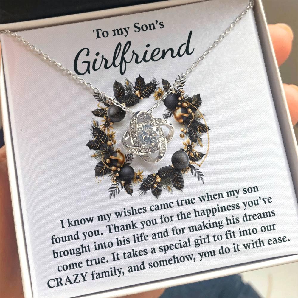 Gift for Son's Girlfriend - My Wishes Came True When He Found You - Love Knot Pendant Necklace