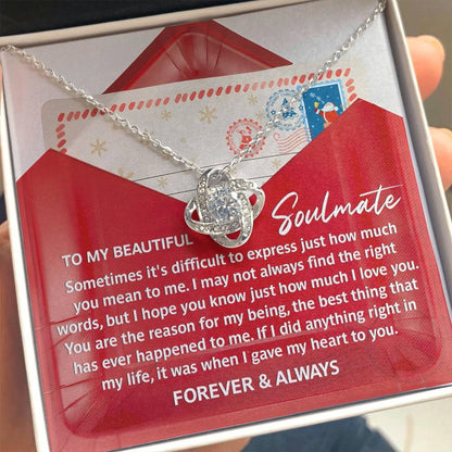 Gift for Soulmate - Right Words - Love Knot Pendant Necklace