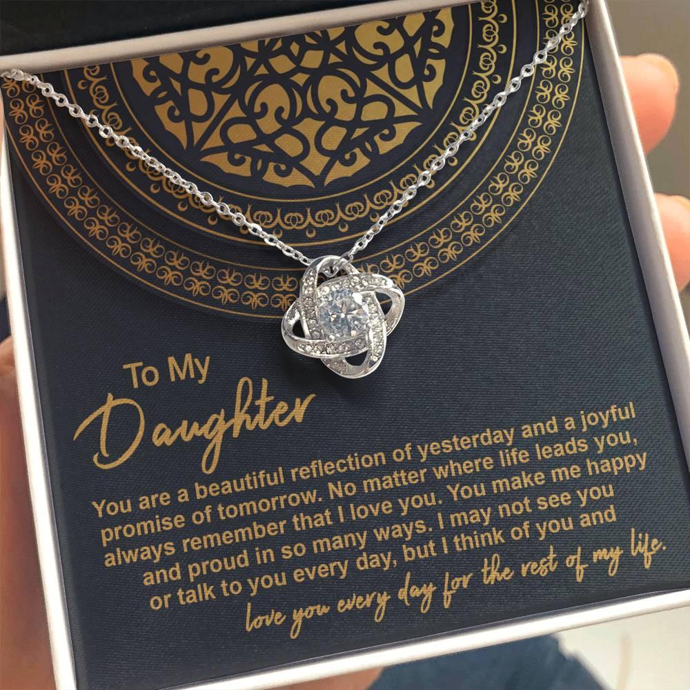 Daughter Gift for Birthday, Graduation, Christmas - Beautiful Reflection - Love Knot Pendant Necklace