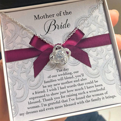 Mother of the Bride Wedding Day Gift - Our Families Will Blend - Love Knot Pendant Necklace