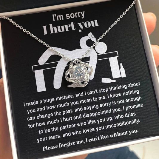 Apology Gift for Girlfriend, Wife, Soulmate - Sorry, Nothing Can Change The Past  - Love Knot Pendant Necklace