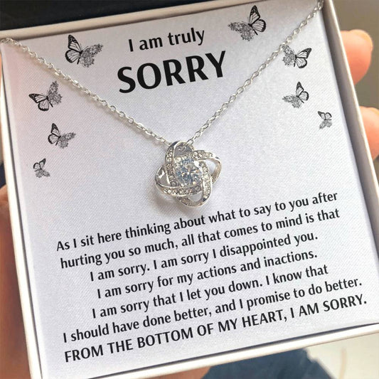 Apology Gift for Girlfriend, Wife, Soulmate - Sorry, Done Better - Love Knot Pendant Necklace