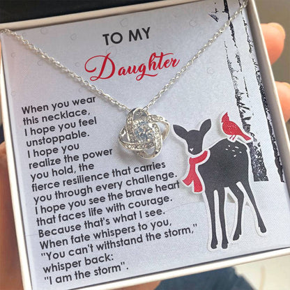 Gift for Daughter - Every Challenge - Love Knot Pendant Necklace