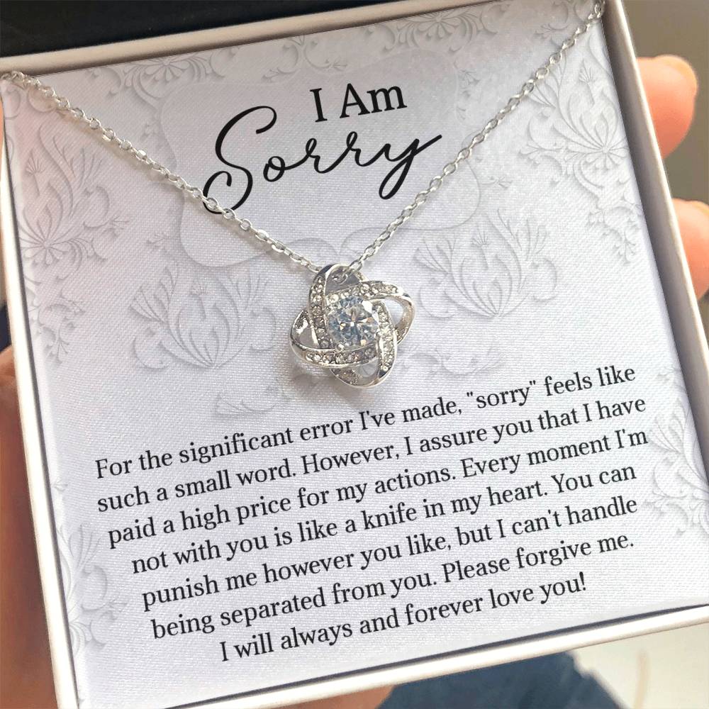 Apology Gift for Girlfriend, Wife, Soulmate - Sorry, Forever Love You - Love Knot Pendant Necklace