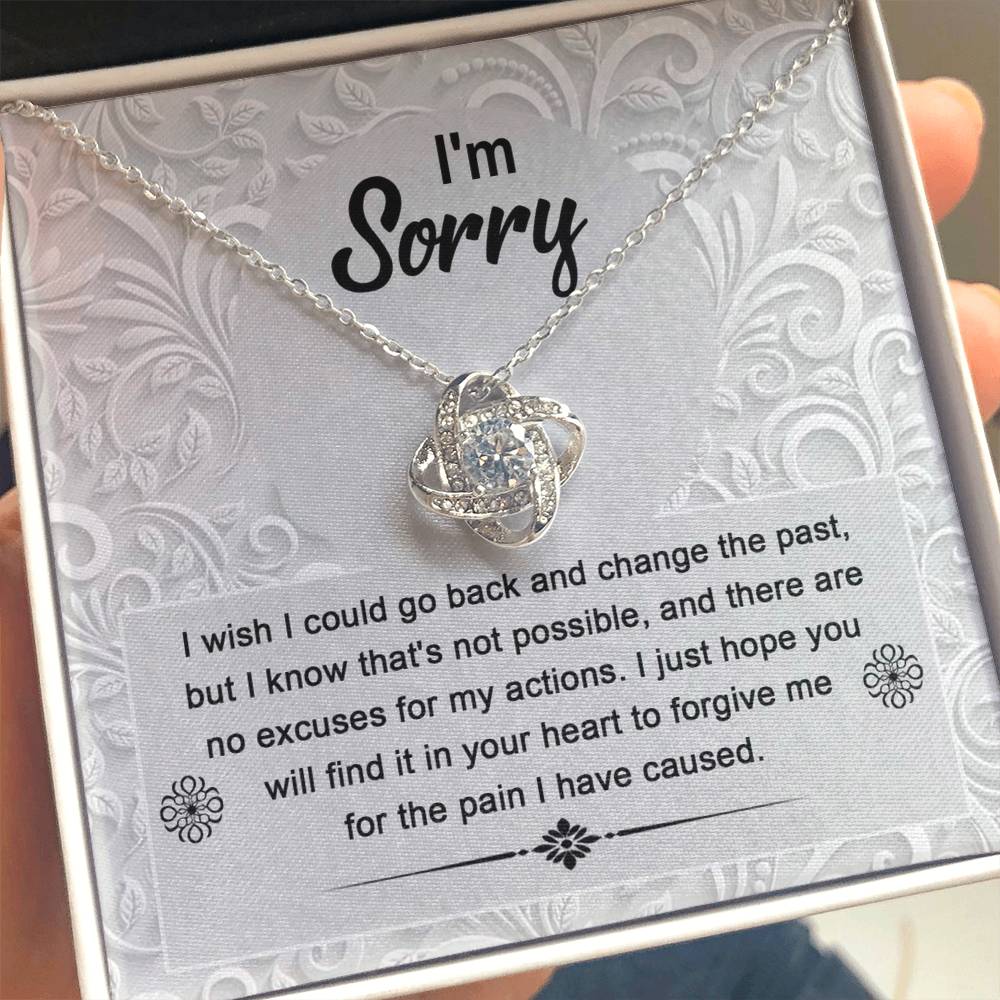 Apology Gift for Girlfriend, Wife, Soulmate - Sorry, Change The Past - Love Knot Pendant Necklace