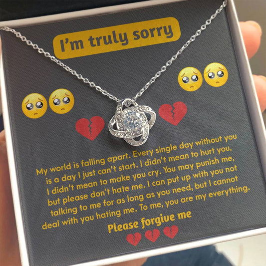 Apology Gift for Girlfriend, Wife, Soulmate - Sorry, Make You Cry - Love Knot Pendant Necklace