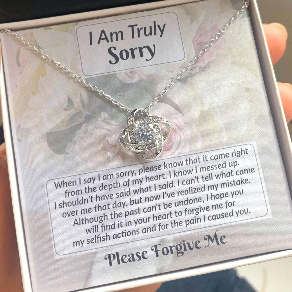 Apology Gift for Girlfriend, Wife, Soulmate - Sorry, What I Said - Love Knot Pendant Necklace