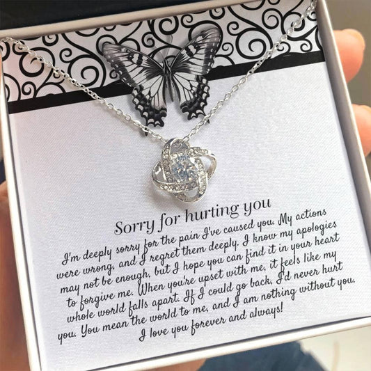 Apology Gift - Sorry for Hurting You - I am Nothing Without You - Love Knot Pendant Necklace