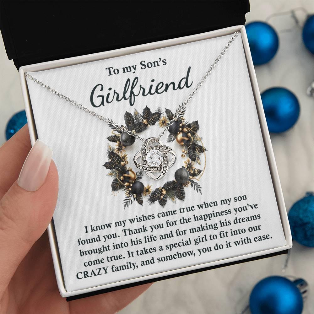 Gift for Son's Girlfriend - My Wishes Came True When He Found You - Love Knot Pendant Necklace