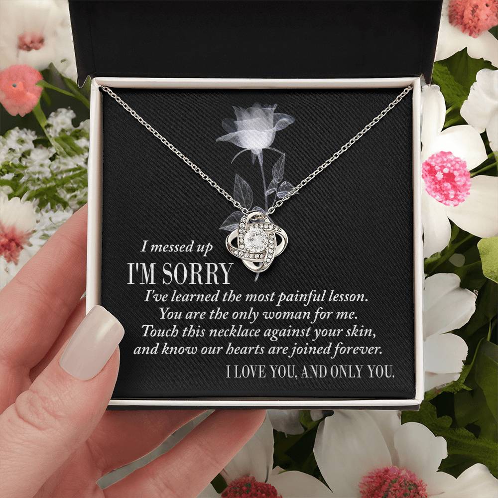 Apology Gift for Girlfriend, Wife, Soulmate - Sorry, Painful Lesson - Love Knot Pendant Necklace