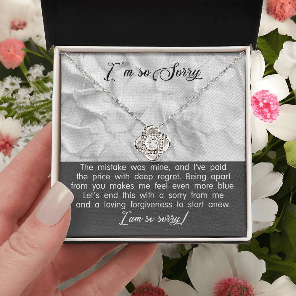 Apology Gift for Girlfriend, Wife, Soulmate - Sorry, With Deep Regret - Love Knot Pendant Necklace