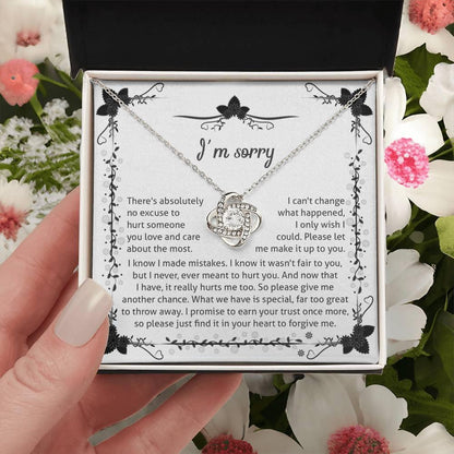 Apology - I'm Sorry, No Excuse, Another Chance - Love Knot Pendant Necklace