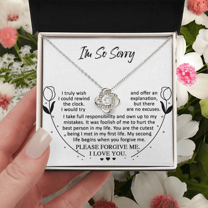 Apology Gift for Girlfriend, Wife, Soulmate - Sorry, My First Life - Love Knot Pendant Necklace