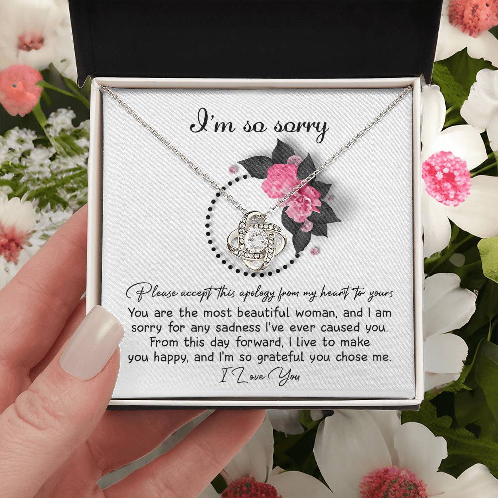 Apology Gift for Girlfriend, Wife, Soulmate - Sorry, Make You Happy - Love Knot Pendant Necklace