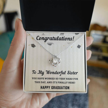 Sister Graduation Gift Congratulations You Have Worked So Hard Love Knot Pendant Necklace