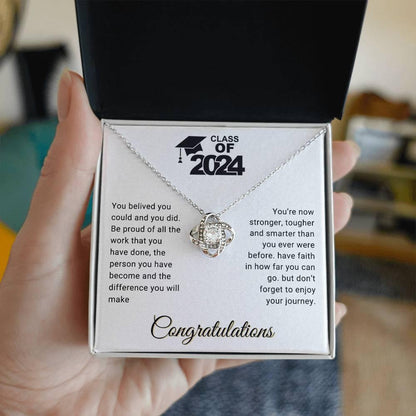 Graduation Gift Class of 2024 You Believed you Could Congratulations Love Knot Pendant Necklace