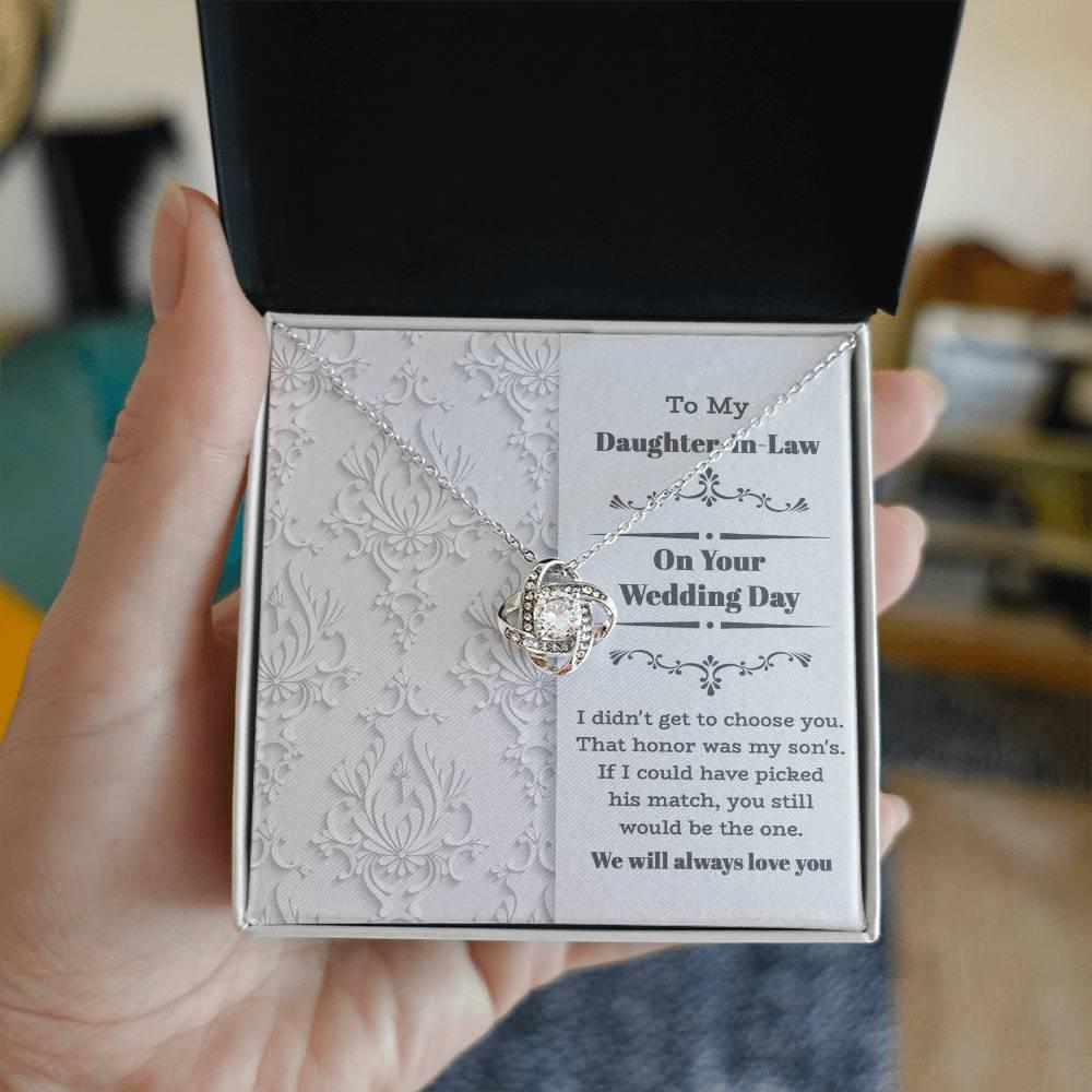 Daughter-In-Law Wedding Day Gift My Son Chose You Love Knot Pendant Necklace