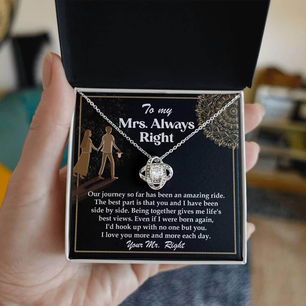 Wife Gift Always Right Love Knot Pendant Necklace